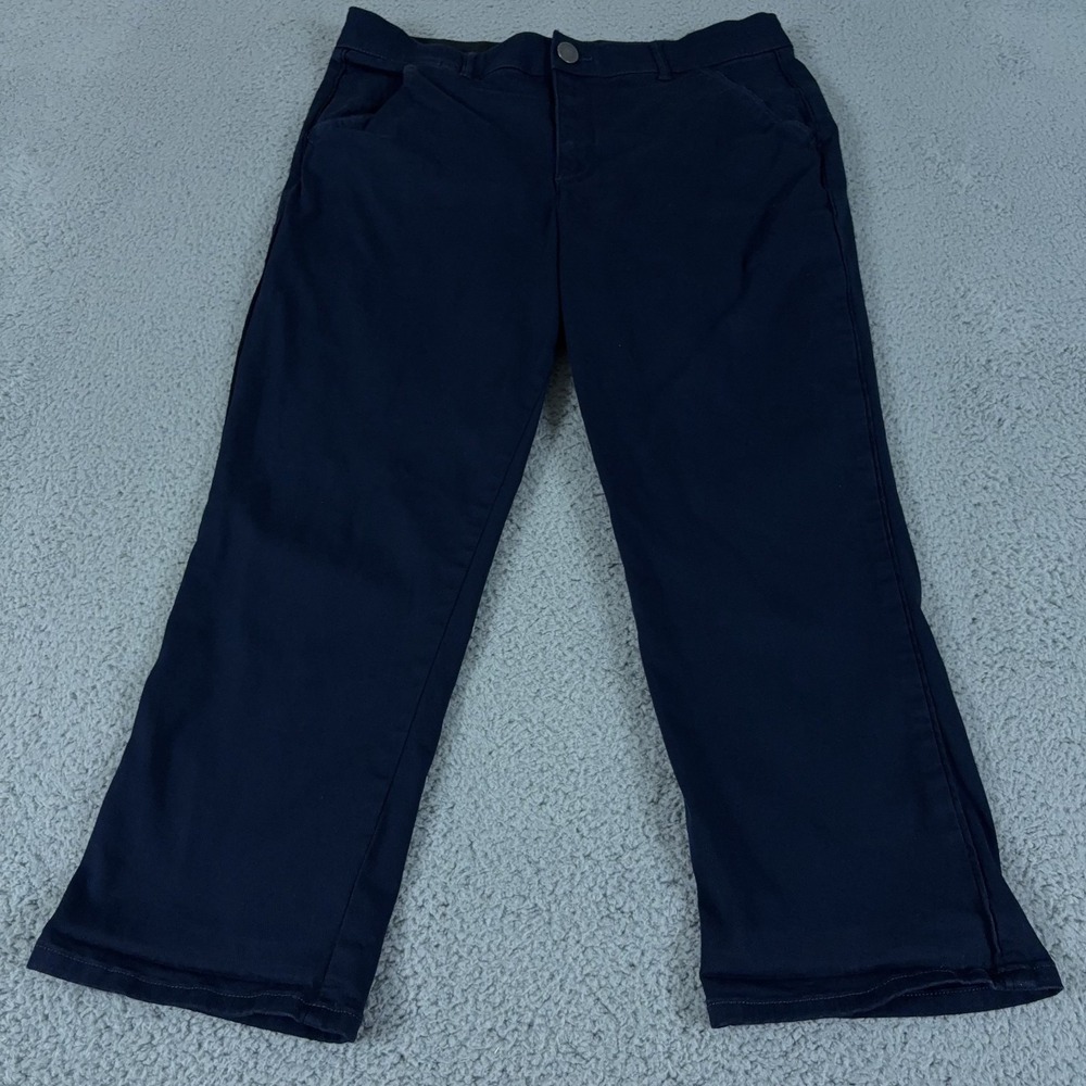 Democracy Ab Solution Pants Womens 16 Navy Straight Twill Trouser High Rise
